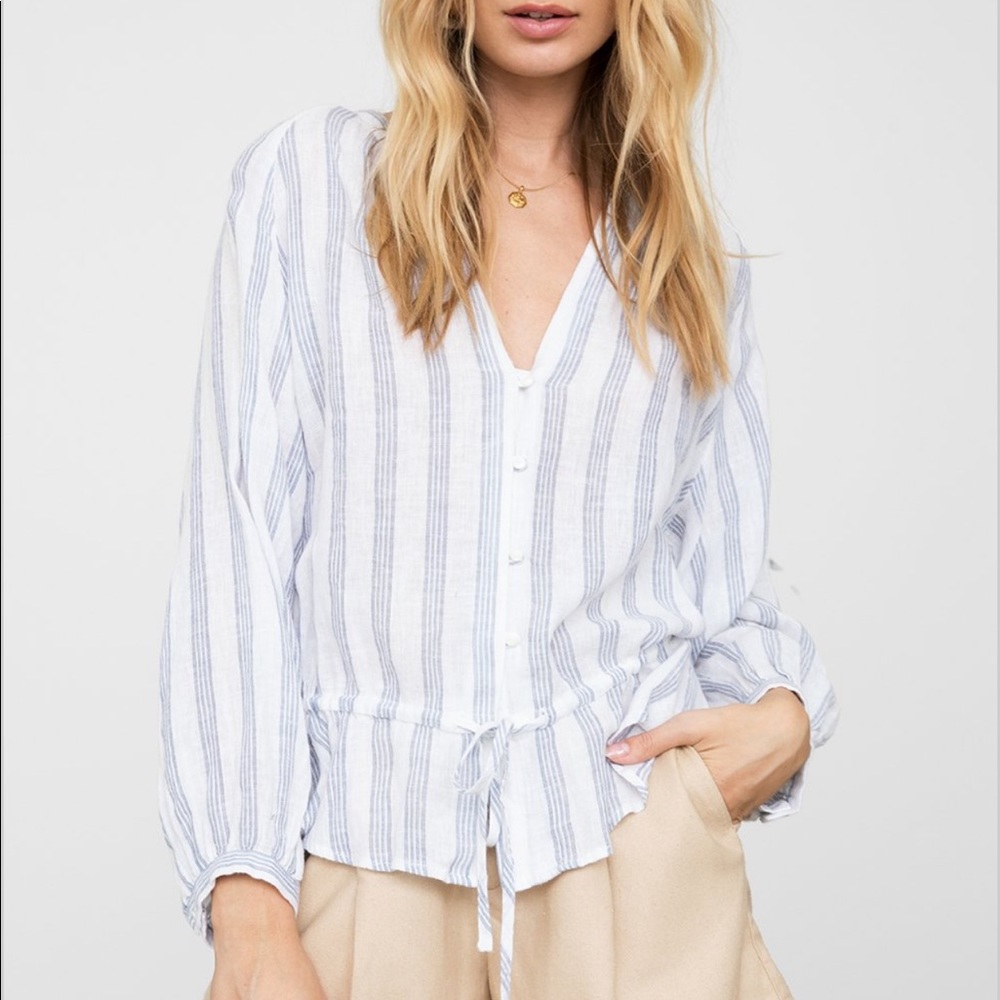 RAILS NWOT Linen Blend “Marti” Long Sleeve Blouse